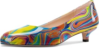 Aachcol Women's Pumps Round Toe Low Heel Pumps Office Dress Shoes 3.5cm Heels
