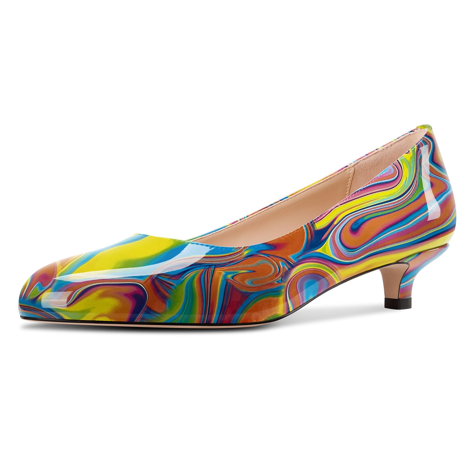 Aachcol Women's Pumps Round Toe Low Heel Pumps Office Dress Shoes 3.5cm Heels