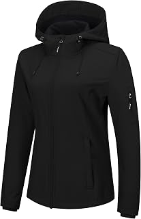 Outdoor Ventures Womens Softshell Jacket Hooded Fleece Warm Lightweight Waterproof Insulated Windbreaker