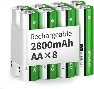 Granicell AA Rechargeable Batteries 2800 mAh High Capacity 1500 Cycles 1.2 V NiMH Low Self Discharge AA Battery Pack of 8
