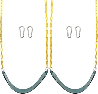 Sunnyglade 2PCS Swings Seats Heavy Duty with 66" Chain Support 250lb Green | Playground Outdoor Swing Seat Replacement with Snap Hooks, Coated Chains, Soft Eva Seat, Non-Slip Design & 250 Lb Capacity