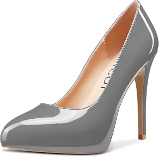Aachcol Women's Closed Round Toe High Heel Pumps Slip-on Wedding Office Party Dress Shoes Classic 12 cm
