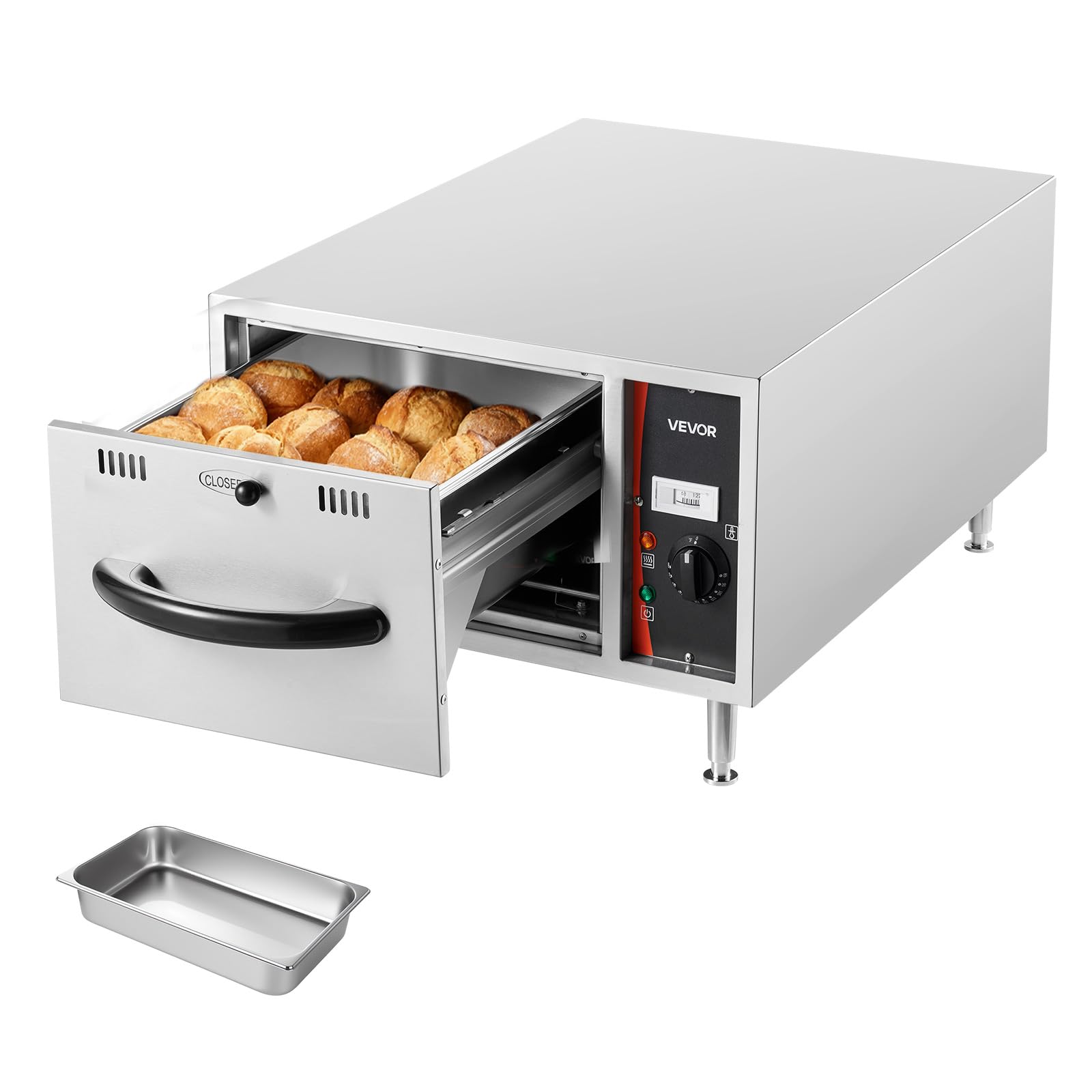 VEVOR Commercial Electric Drawer Warmer, Single-Drawer Stainless Steel Food Warm