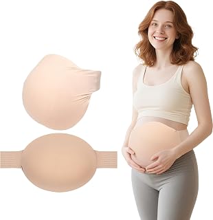 Alokmn Fake Pregnancy Belly, Ultra Lightweight Memory Bump with Adjustable Strap for Adult Cosplay