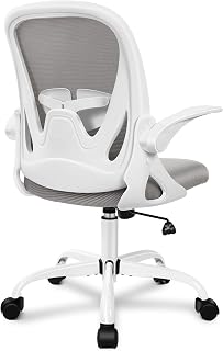 Office Chair Primy Ergonomic Desk Chair with Adjustable Lumbar Support and Height, Swivel Breathable Desk Mesh Computer Chair with Flip up Armrests for Conference Room（Gray）
