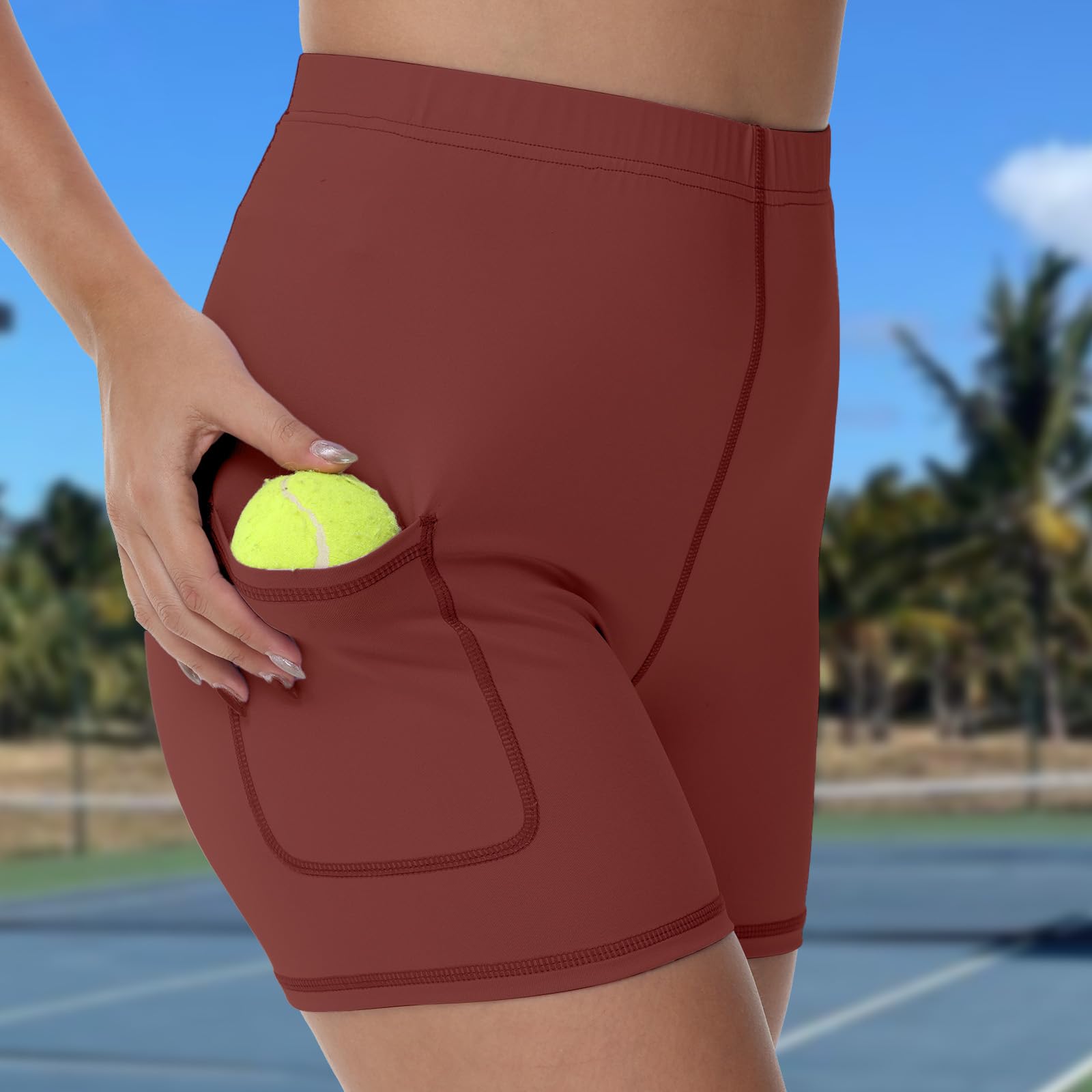 High Waist Workout Shorts with Pockets for Women Comfy Compression Athletic Shor