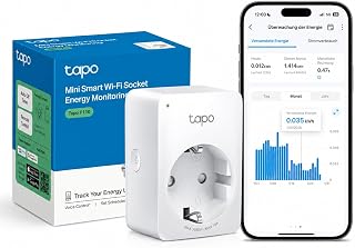 TP-Link Tapo Smart WLAN Socket P110 with Energy Consumption Control, Smart Home Alexa Works with Google Home, Voice Control, Remote Access, No Hub Required, Mini
