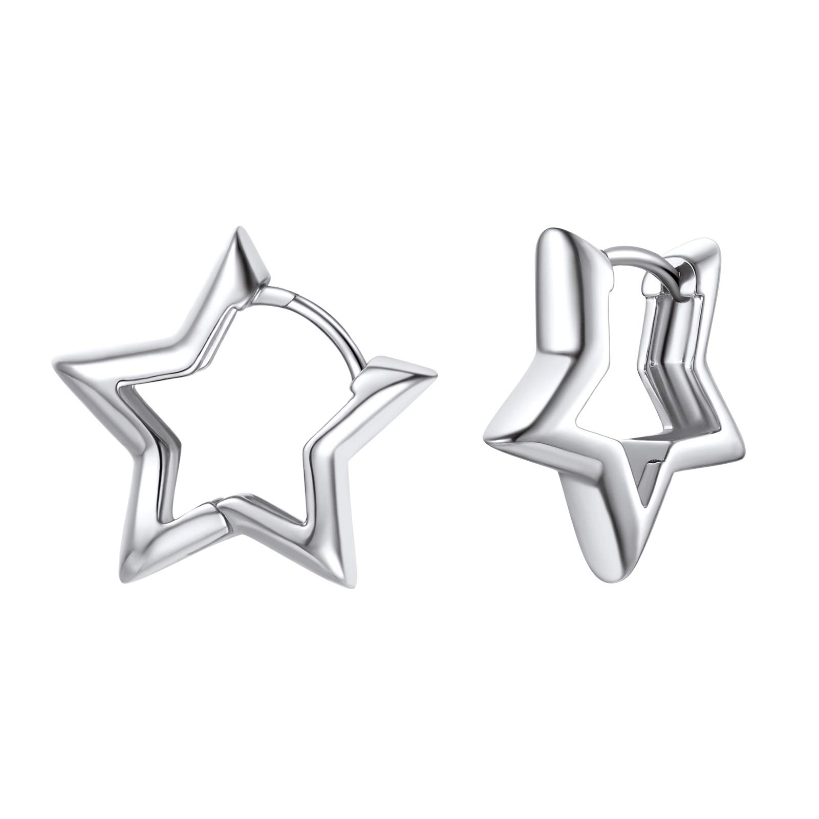 FindChic Hypoallergenic Small Star/Heart/Spike/Square Huggie Earrings for Women 