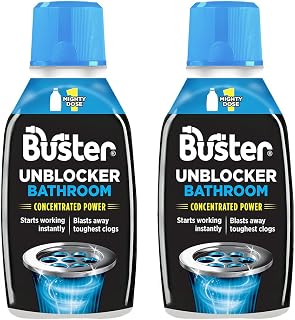 Buster Bathroom Drain Unblocker (Pack of 2 x 300ml) | Fast-Acting Sink Unblocker, Dissolves Hair, Sludge & Soap, Drain Cleaner for Shower, Bath and Bathroom Sink Pipes