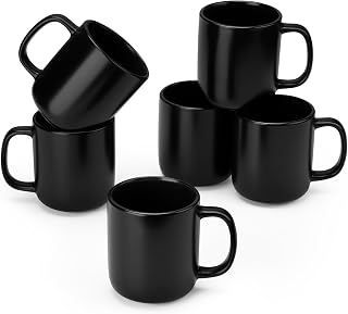 vancasso 12oz/360ml Stoneware Coffee Mugs Set of 6, Coffee Cup Black