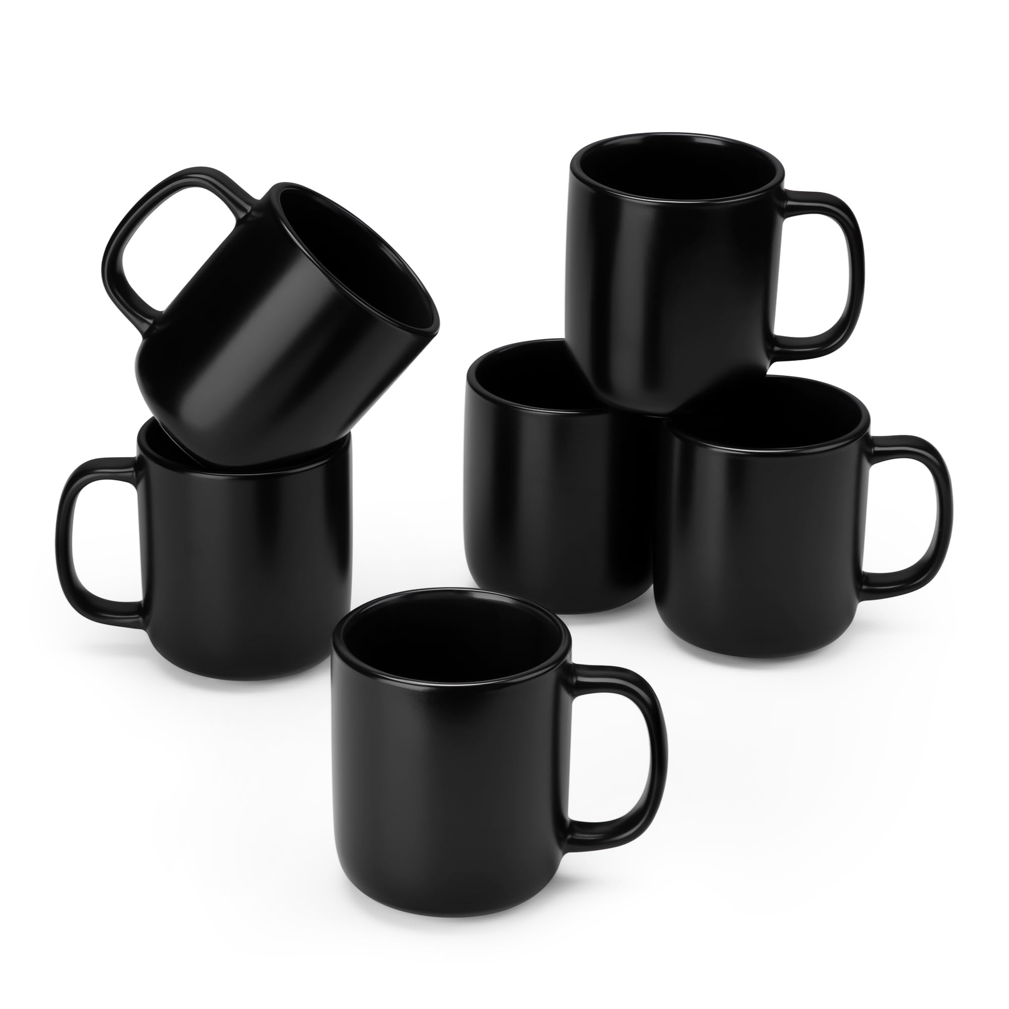 vancasso 12oz/360ml Stoneware Coffee Mugs Set of 6, Coffee Cup Black