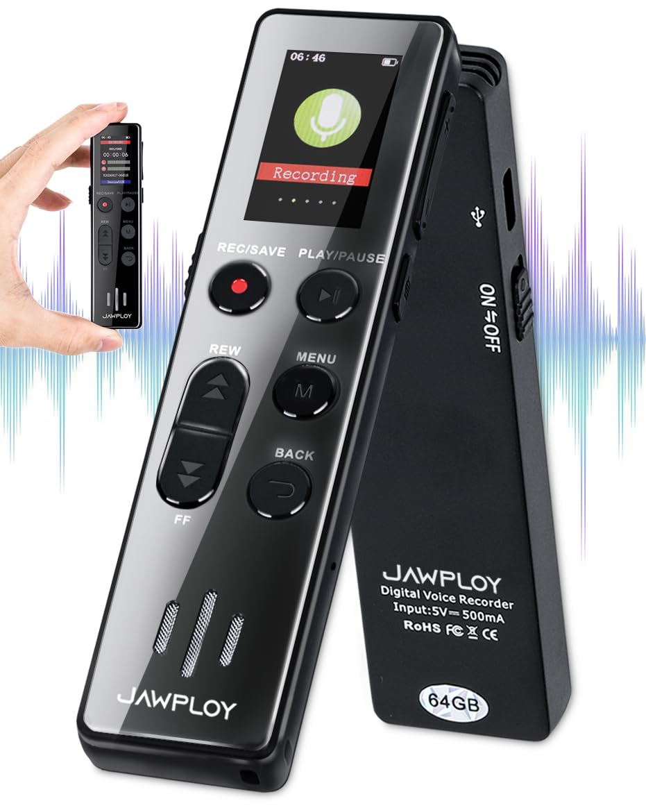 64GB Digital Voice Recorder with Playback - 4400 Hours Voice Activated Recorder 