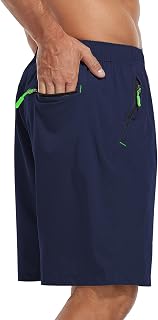 SPOSULEI Men's Athletic Hiking Shorts Water Resistant Quick-Dry Lightweight Outdoor Sweat Shorts with Zipper Pockets