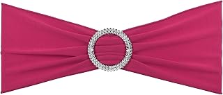 PATIKIL 13" x 5" Stretch Chair Sashes Bows, 10 Pack Elastic Chair Bands Sashes with Buckle Slider for Wedding Banquet Decorations, Rose Red
