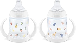 NUK Learner Cup, 6+ Months, Fun Fruits and Animals, Amazon Exclusive Collection, 5 Oz, Pack of 2 – BPA Free, Soft Spout, Spill Proof Sippy Cup