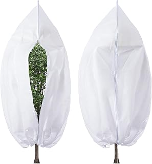 2Packs Plant Covers 71" x 62" Tree Shrubs Cloth Bag with Zipper Drawstring | Outdoor Snow Freezeing Protection, Winter Frost Blanket, Against Animal Eat, Large Size, Reusable & Breathable, Universal Fit