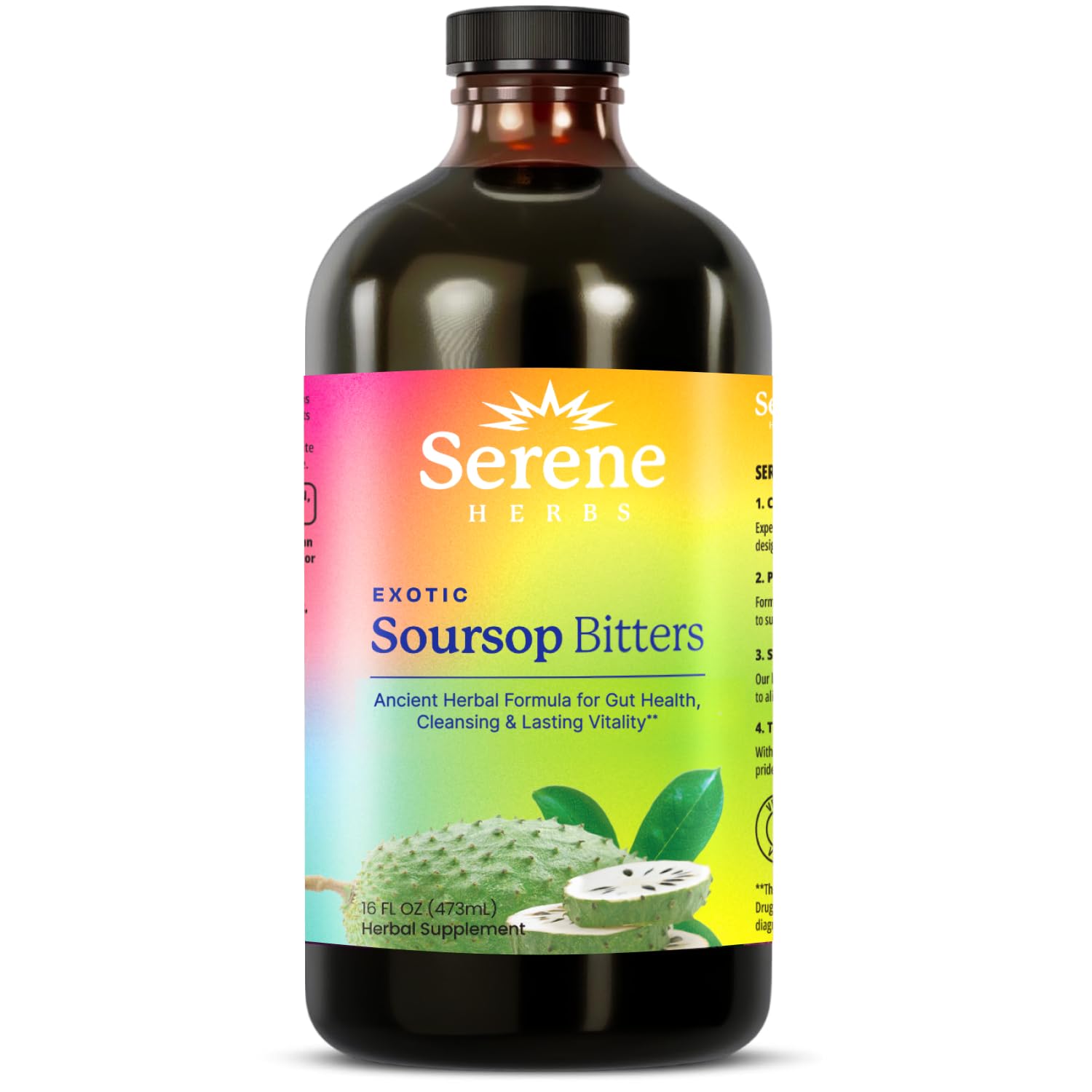 Serene Herbs Soursop Bitters Liquid with Soursop Leaves for Gut Cleanse, Detox &