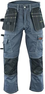 WrightFits Pro Builder Black Work Trousers for Men - Heavy Duty Cargo Combat Work Pants - Multi Pocket Triple Stitching Kneepad Pockets - Sizes 28 to 48