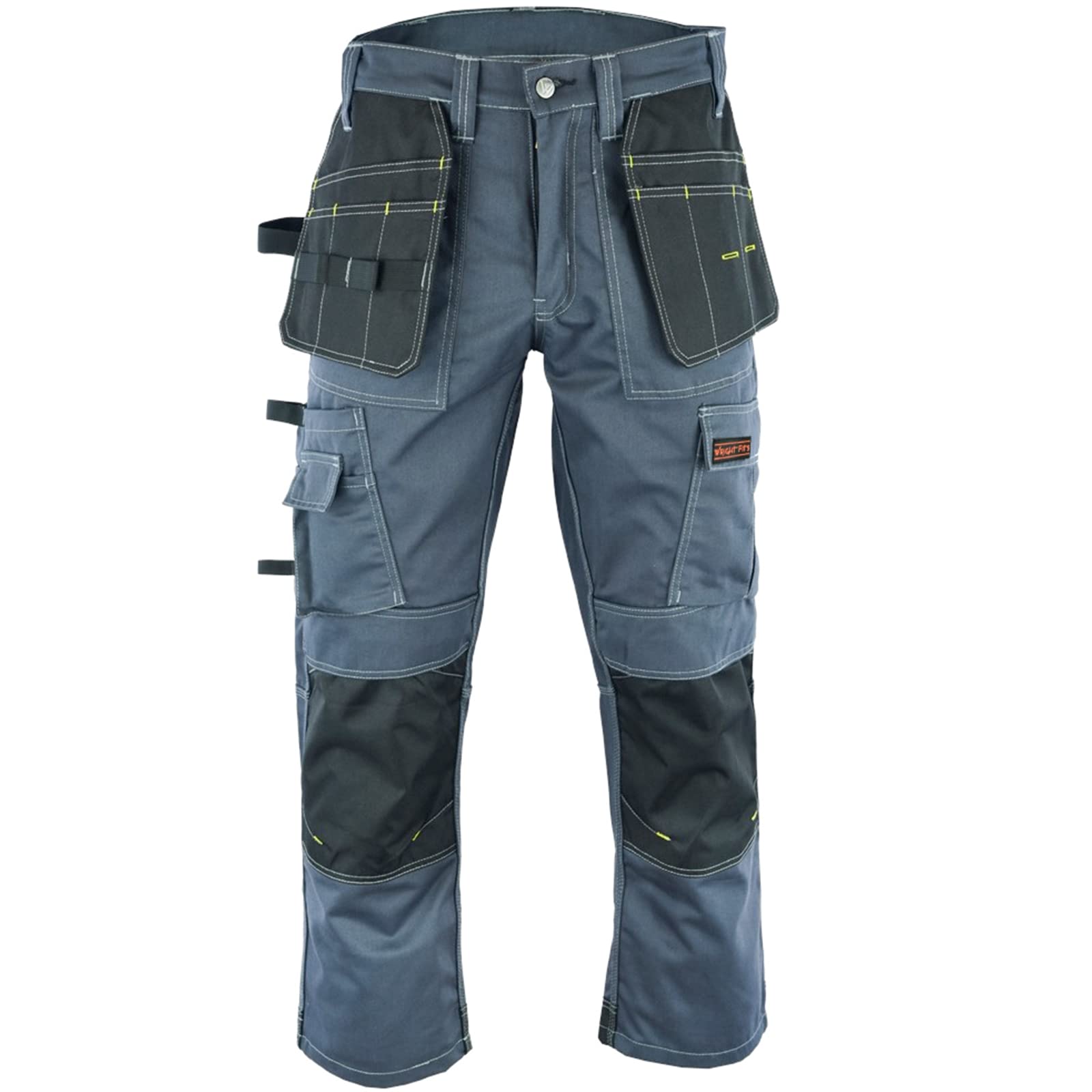 WrightFits Pro Builder Black Work Trousers for Men - Heavy Duty Cargo Combat Wor
