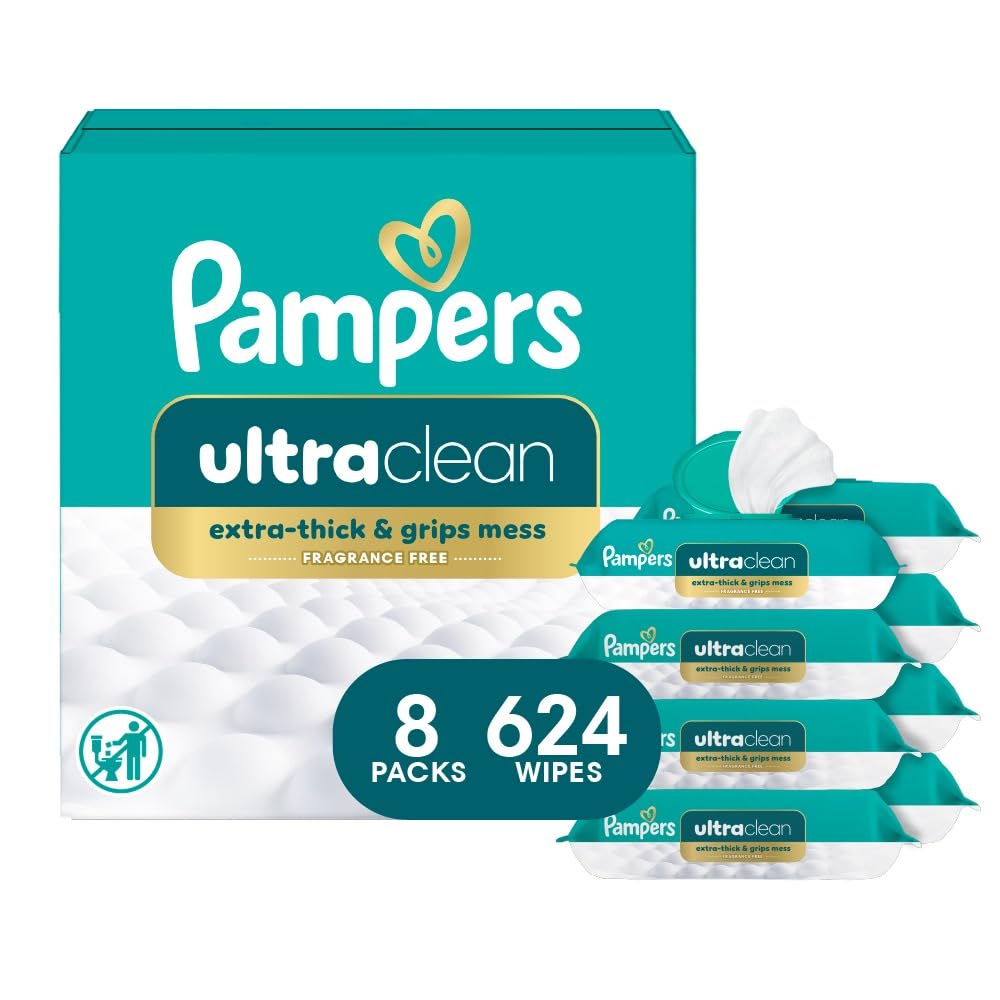 Pampers Ultraclean Baby Wipes, Unscented, Fragrance Free, Water Based, Hypoaller
