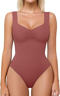 Avidlove Women's Sweetheart Neckline Ruched Body Suit Seamless Double Lining Tank Top Slimming