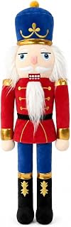Gemscream 20 Inch Christmas Nutcracker Stuffed Plush Nutcracker Doll Soldier Figure Xmas Stuffed Animals for Holiday Party Decor Gifts Home Table Centerpieces(Red Blue)