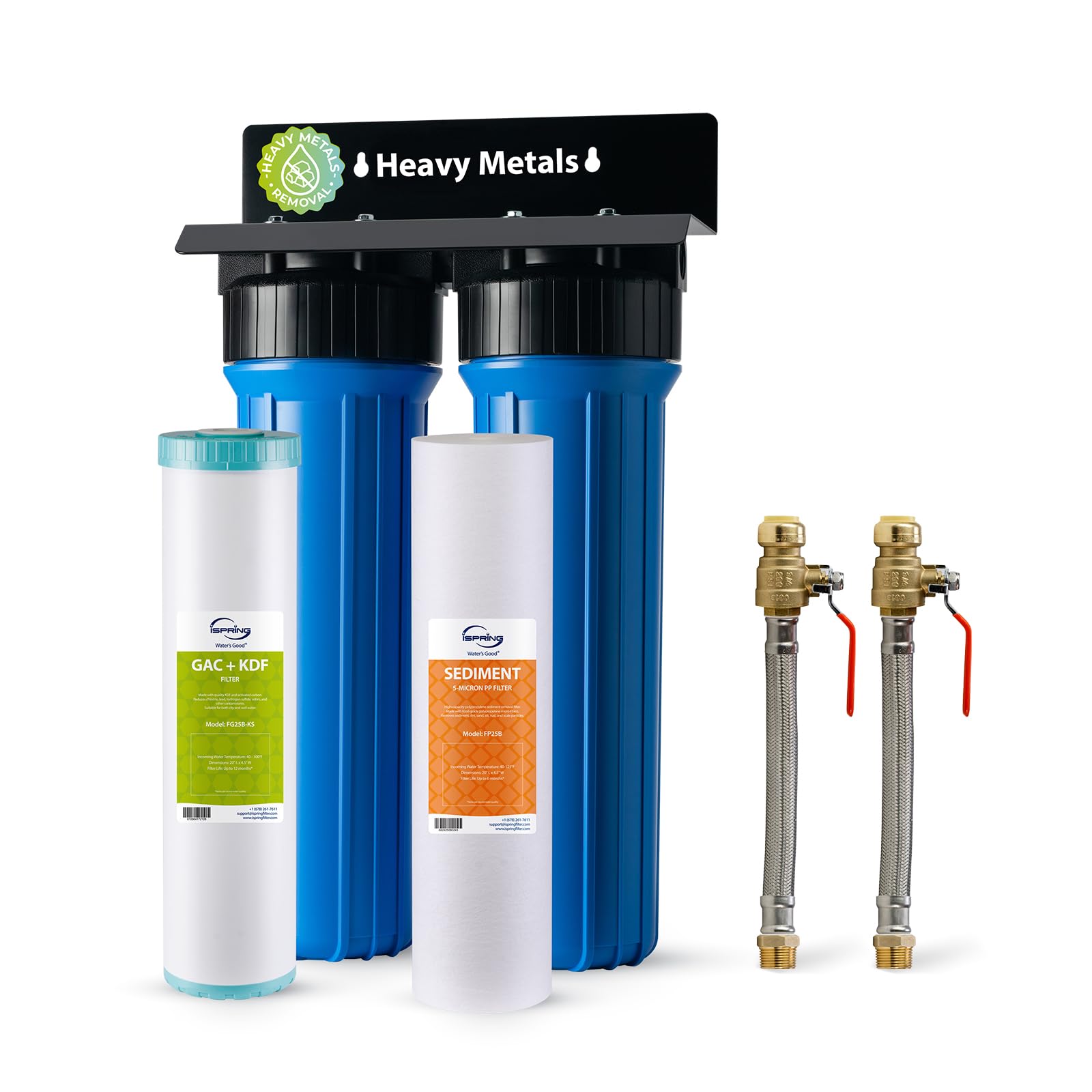 iSpring WGB22B-KS+AHPF12MNPT16X2 2-Stage Whole House Water Filter System w/ 3/4'