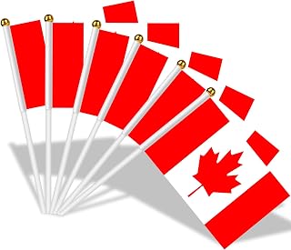 AhfuLife 15pcs Canada Flags on Stick for World Cup Decorations 2026, Small Canada Hand Held Flags with 11.8 Inch White Pole for National Day Victoria Day Ice Hockey Decorations