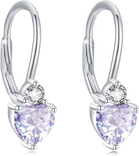 Birthstone Earrings Dangle Sterling Silver Leverback Dangle Drop Earrings Birthstone Jewelry Gifts for Women Birthday Christmas Mother's Day