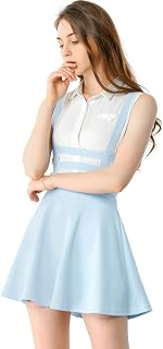 Allegra K Women's Pleated Overall Halloween Gothic 2025 Elastic Waist Kawaii A-Line Braces Suspender Skirt