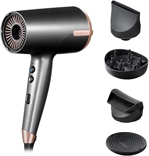 Remington ONE Dry and Style Hair Dryer (Salon Performance, 4 Attachments - Precision Styling (2 Diffusers, Flyaway, Slim Concentrator) - Compact, Dual Ionic System, 8 Heat Speed Settings, 2000W) D6077