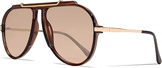 GUVIVI Oversized Aviator Sunglasses for Women 70s Retro Gold TopBar Glasses