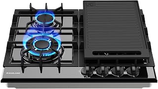 GASLAND 24 Inch Gas Cooktop Black with Griddle 4 Burners | Drop-in Propane Stove Top with Thermocouple Protection, LPG/NG Convertible Dual Fuel Natural Gas Hob