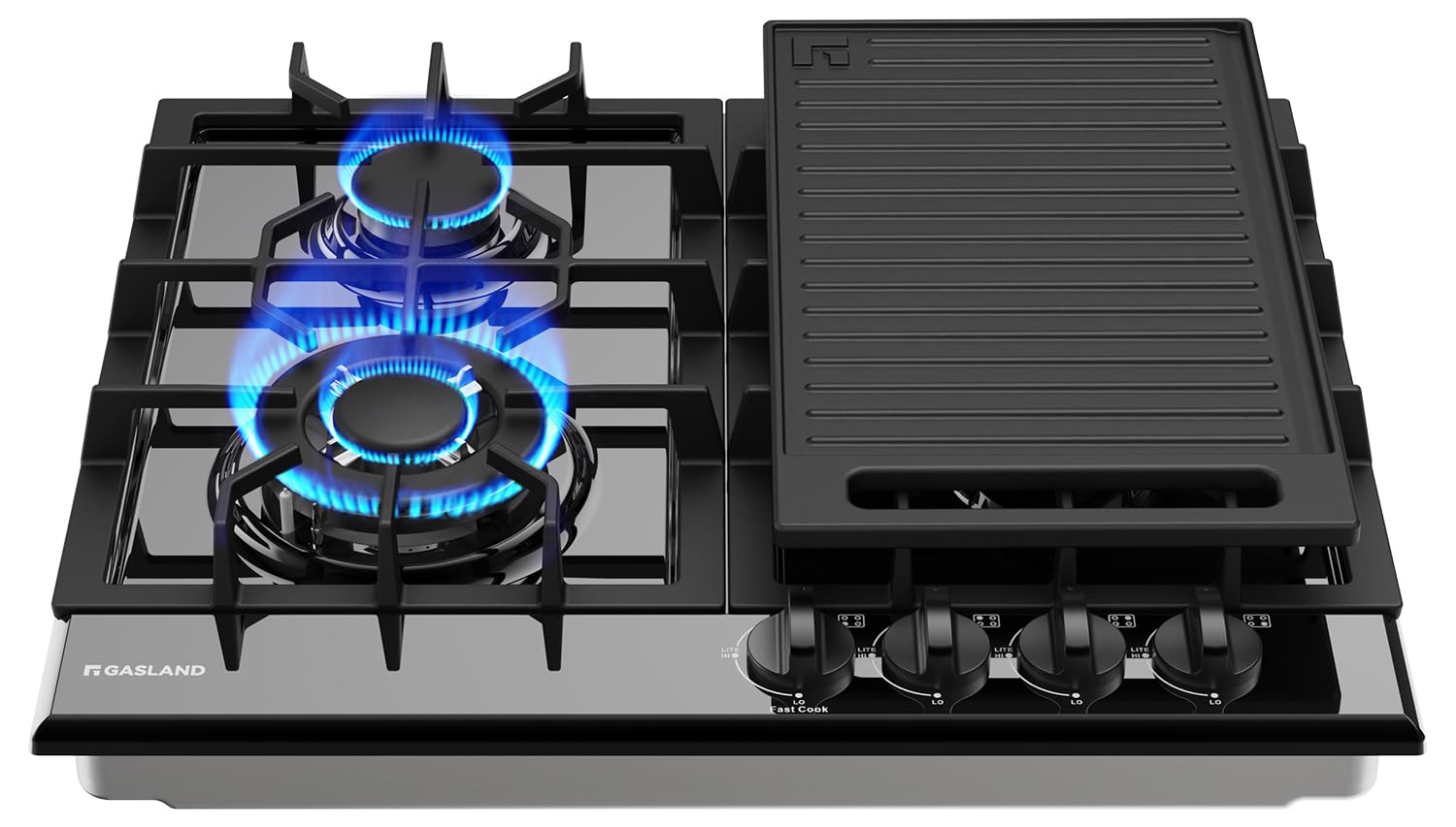 GASLAND 24 Inch Gas Cooktop Black with Griddle 4 Burners | Drop-in Propane Stove