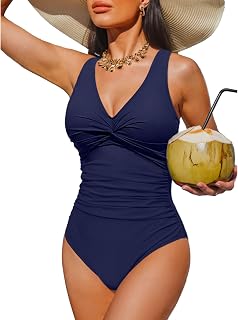Holipick Women's Tummy Control One Piece Swimsuit - Push Up Swimsuit Full Coverage Slimming Bathing Suit