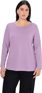Ulla Popken - Long Sleeve T-Shirt for Women, Plus Sizes, Lavender, 34-64