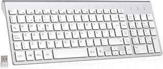 cimetech Wireless Keyboard, 2.4G QWERTY Spanish Layout, USB Computer Keyboard with Numeric Keypad and Ergonomic Keys for Desktop/PC/Laptop/Surface/Smart TV/Notebook and Windows – Silver