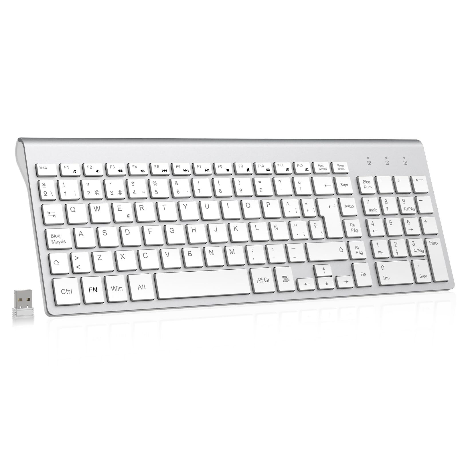 cimetech Wireless Keyboard, 2.4G QWERTY Spanish Layout, USB Computer Keyboard wi