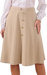 Allegra K Women Vintage A-Line High Waist Flare Midi Pleated Skirt