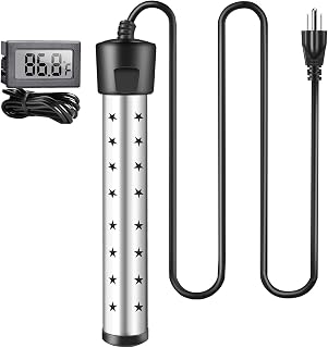 Immersion Water Heater, 1500W Pool Heater with Star Design Stainless Steel Cover, Portable Bucket with Intelligent Temperature Control & Digital LCD Thermometer, Heat 5 Gallon Water in Minutes