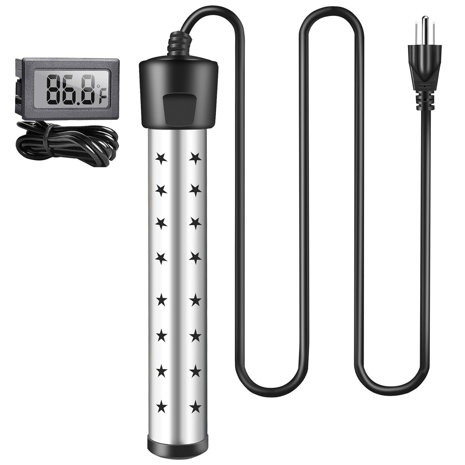Immersion Water Heater, 1500W Pool Heater with Star Design Stainless Steel Cover