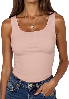 BDITANLE Ärmelloses Damen-Tanktop mit U-Ausschnitt, gerippt, für den Sommer, Basic-T-Shirt