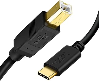 CableCreation USB B to USB C Printer Cable MIDI Cord 6.6FT / 2M - Black | USB-C to Printer Cable for Laptop/Printer/Scanner, USBC MIDI Cable for PC/Tablet/Smartphone/MIDI Controller/Digital Piano/DAC