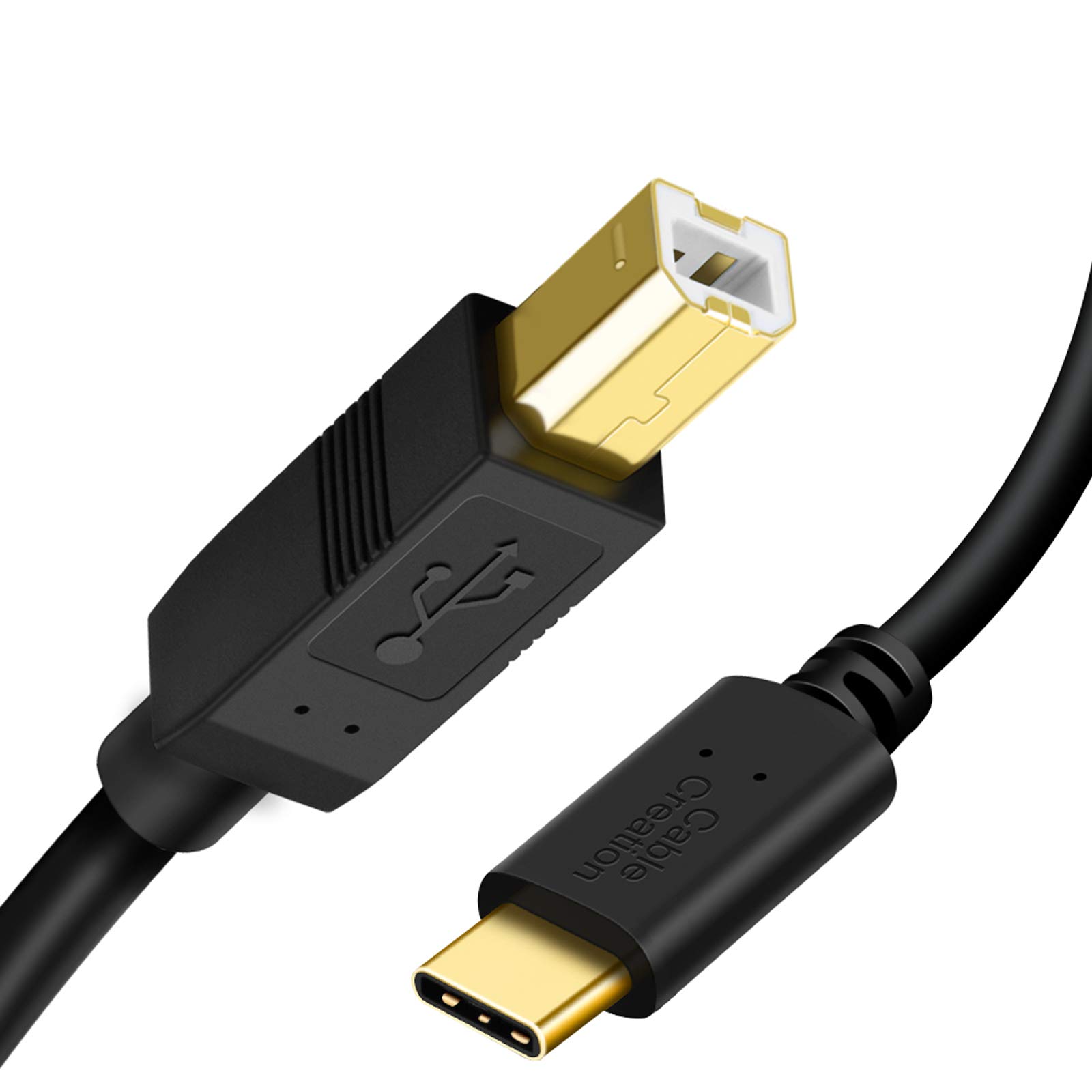 CableCreation USB B to USB C Printer Cable MIDI Cord 6.6FT / 2M - Black | USB-C 