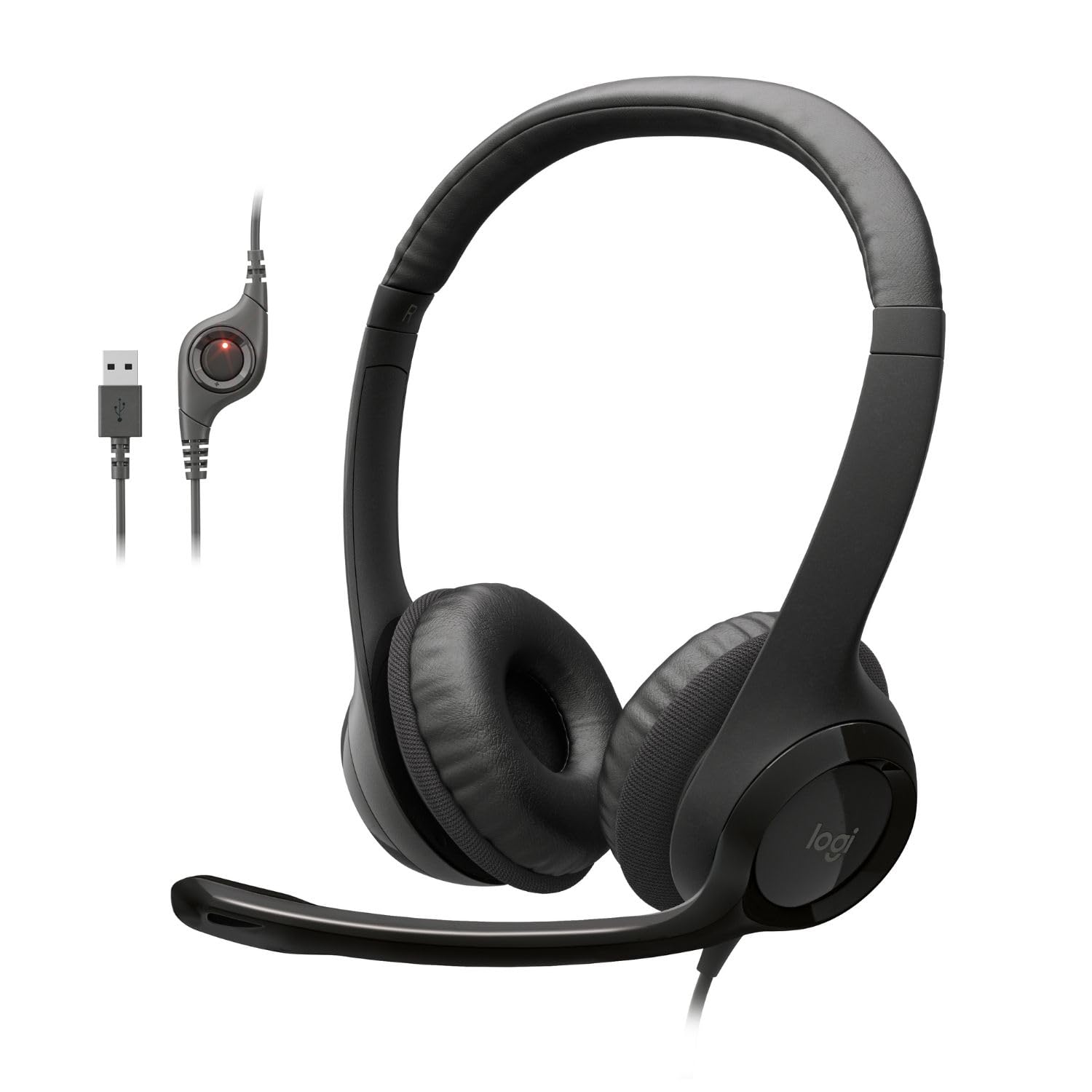 Logitech H390 Wired Headset PC/Laptop Stereo Headphones, USB-A, Black | For PC/L