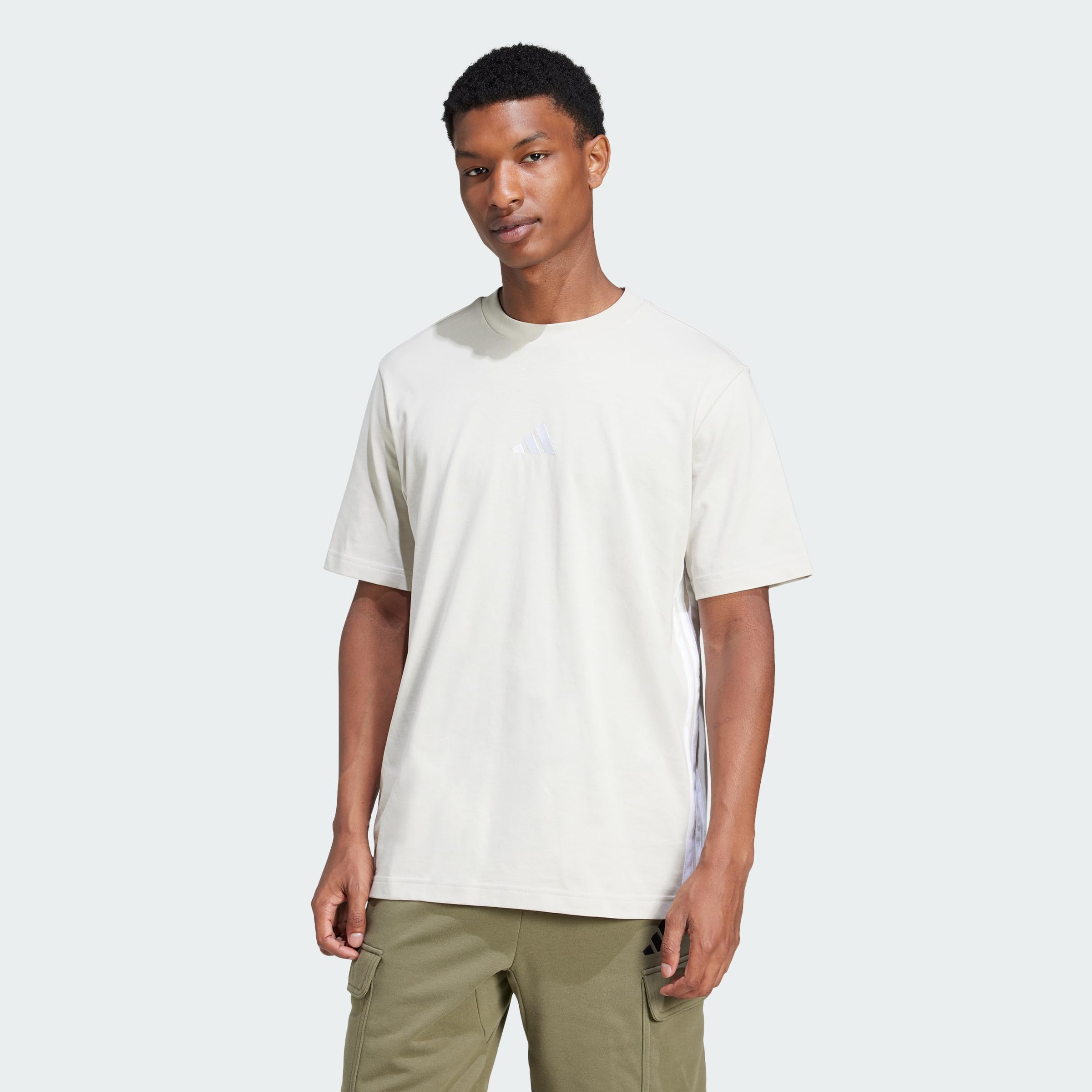 Adidas Men's Essential Three Stripes Single Jersey Tee