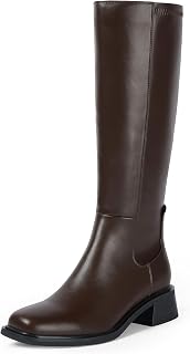 QIY Knee High Boots for Women Low Heel Flat Tall Boots