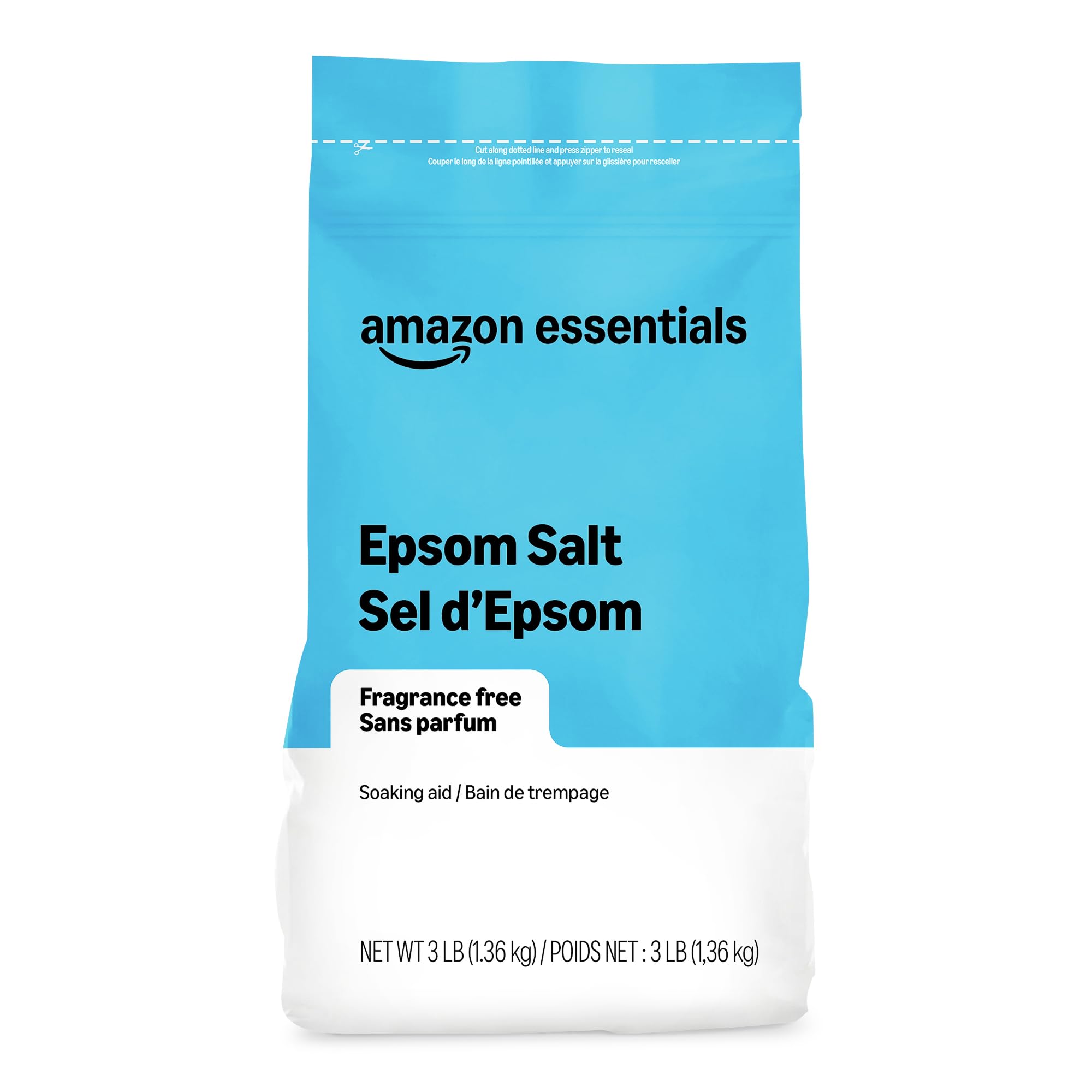 Amazon Essentials Epsom Salt Soak, Magnesium Sulfate USP, 3 Pound, 1-Pack (Previ