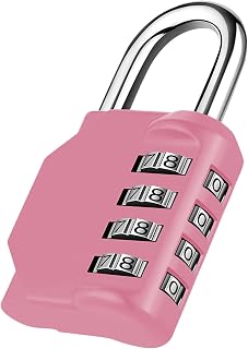 NAGE Padlocks with Code, Combination Padlock for Gym Locker (1P, Pink) | 4 Digit Combination Lock for School Locker, Outdoor Padlock Weatherproof for Garage, Backyard Fence Gate, Sheds