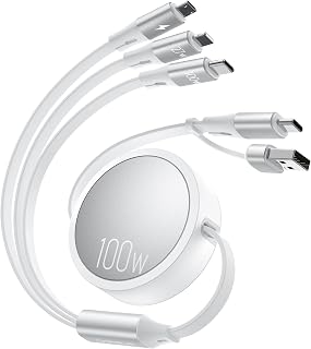 CAFELE 100W Multi Charger Cable USB A/C【6 IN 1/35-130CM Retractable】